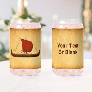 Red Sail Viking Ship II Can Glass