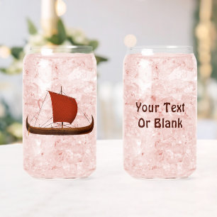 Red Sail Viking Ship II Can Glass