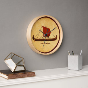 Red Sail Viking Ship II Clock