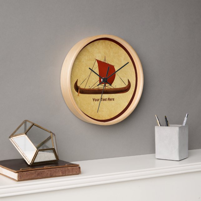Red Sail Viking Ship II Clock (Office)
