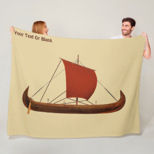 Red Sail Viking Ship II Fleece Blanket