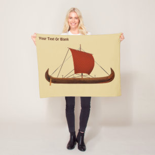 Red Sail Viking Ship II Fleece Blanket