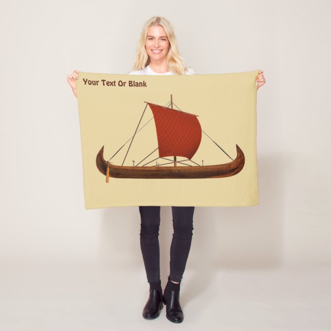 Red Sail Viking Ship II Fleece Blanket (In Situ)
