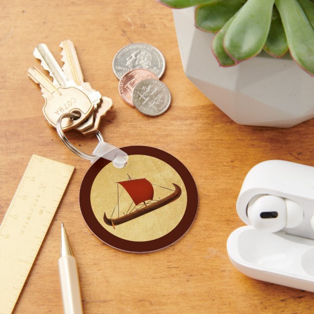 Red Sail Viking Ship II Key Ring (Desk)