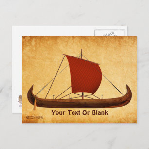 Red Sail Viking Ship II Postcard