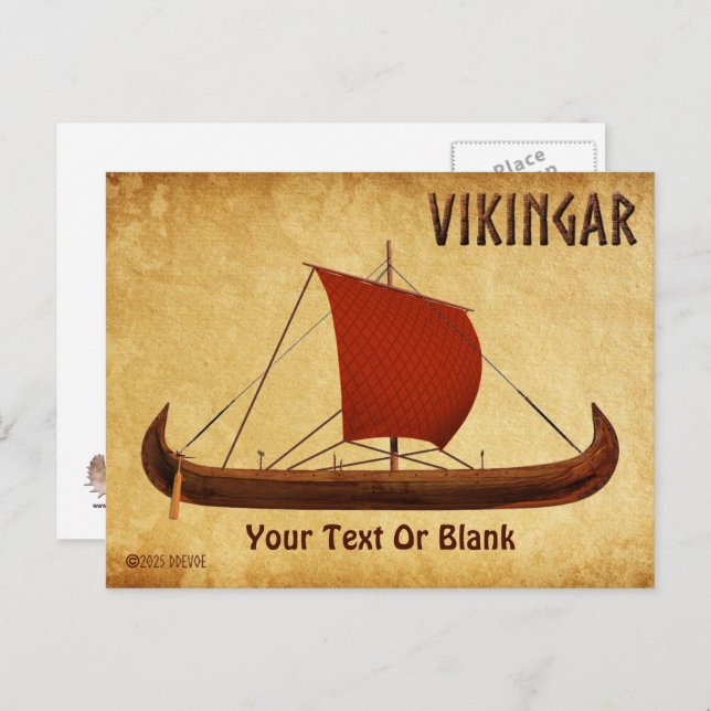 Red Sail Viking Ship II Postcard (Front/Back)