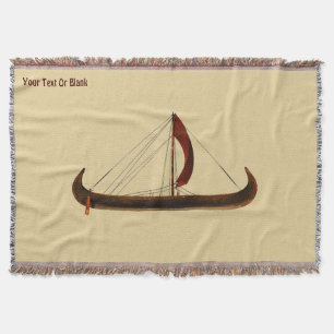 Red Sail Viking Ship Throw Blanket
