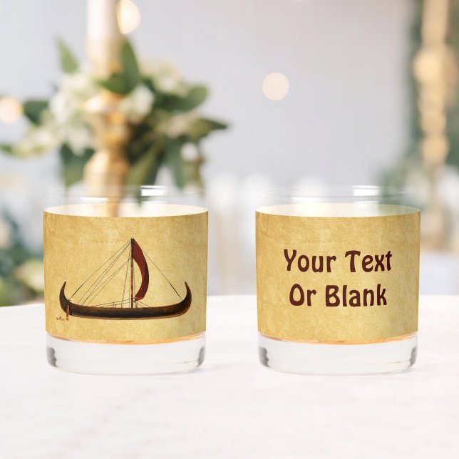 Red Sail Viking Ship Whiskey Glass (Insitu (Wedding))