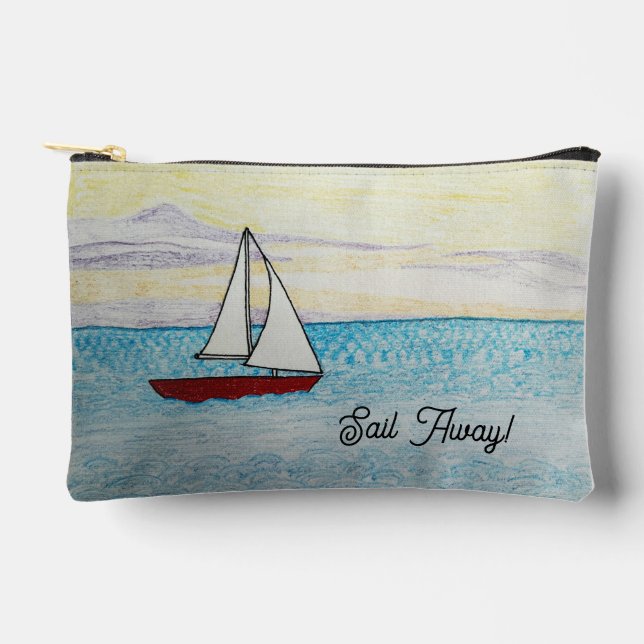 Red Sailboat  Accessory Pouch (Front)