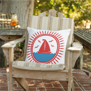 Red Sailboat  Cushion