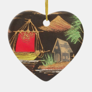 Red Sailboat Landscape Oil Painting Art Print Ceramic Tree Decoration