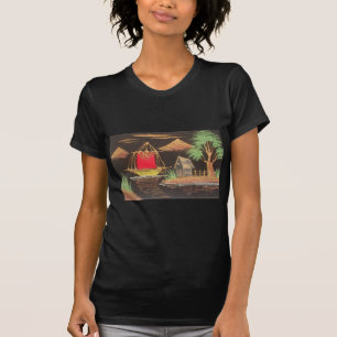 Red Sailboat Landscape Oil Painting Art Print T-Shirt