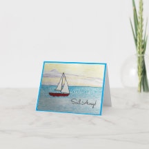 Red Sailboat- Sail Away! Blank Greeting Card
