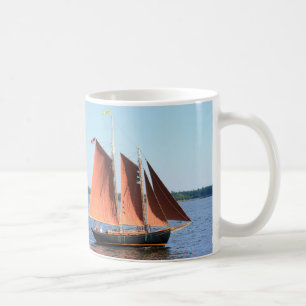 red sailed schooner coffee mug