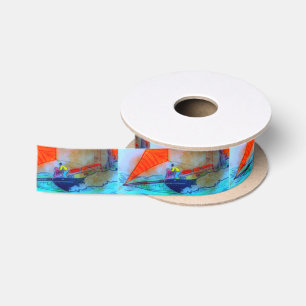 red-sailed schooner satin ribbon