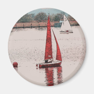 Red Sailing Boat Magnet