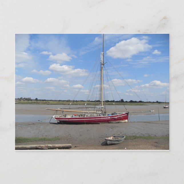 Red sailing boat postcard (Front)