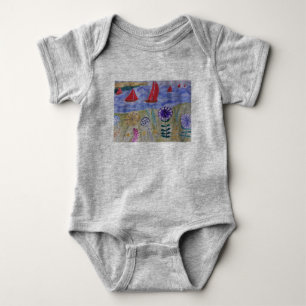 Red Sails & Flowers Baby Bodysuit