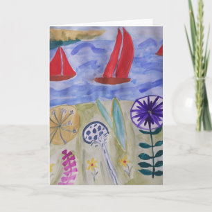 Red Sails & Flowers Card