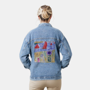 Red Sails & Flowers  Denim Jacket