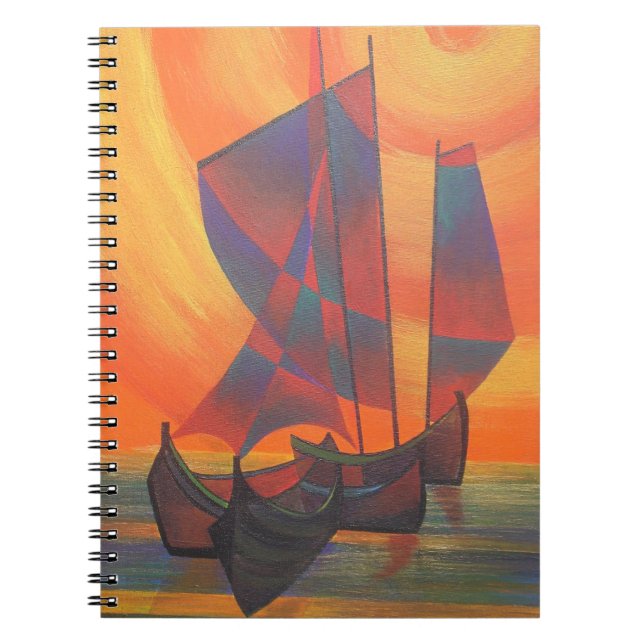 Red Sails in the Sunset Cubist Junk Abstract Notebook (Front)