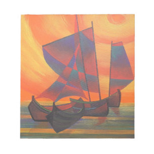 Red Sails in the Sunset Cubist Junk Abstract Notepad