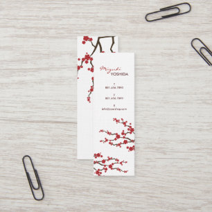 Red Sakura Cherry Blossoms Asian Zen Profile Card