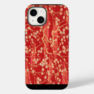 RED SAKURA FLOWERS Antique Japanese Floral Pattern iPhone 14 Case
