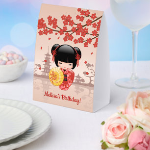 Red Sakura Kokeshi Doll Japanese Geisha