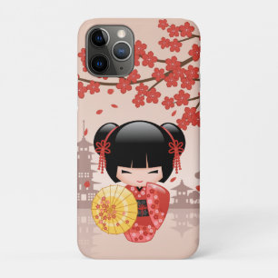 Red Sakura Kokeshi Doll - Japanese Geisha iPhone 11 Pro Case