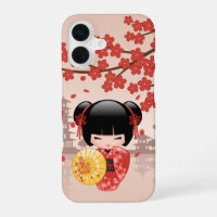 Red Sakura Kokeshi Doll - Japanese Geisha