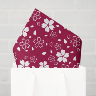 Red Sakura Pattern Tissue Paper
