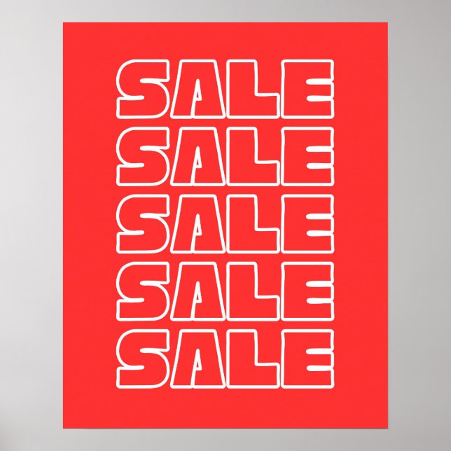 Red Sale Sign, Retail Store Signage, Boutique Poster (Front)