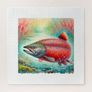 Red Salmon 110924AREF121 - Watercolor Jigsaw Puzzle
