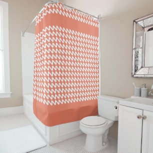 Red Salmon and white Modern Sharp Waves Shower Curtain