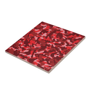 Red Salmon Camouflage Ceramic Tile