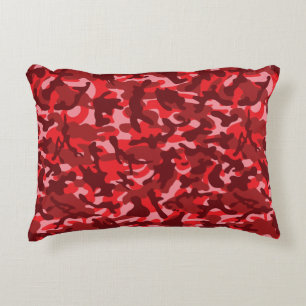 Red Salmon Camouflage Decorative Cushion