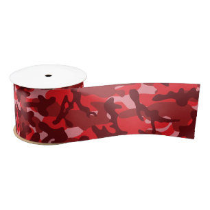 Red Salmon Camouflage Satin Ribbon