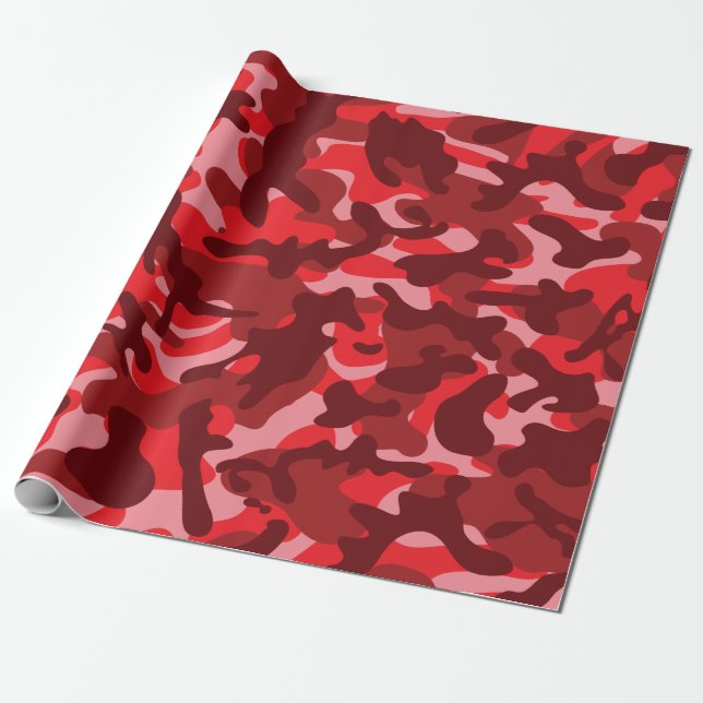Red Salmon Camouflage Wrapping Paper (Unrolled)