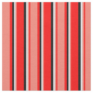 Red, Salmon, Lavender, and Black Coloured Lines Fabric
