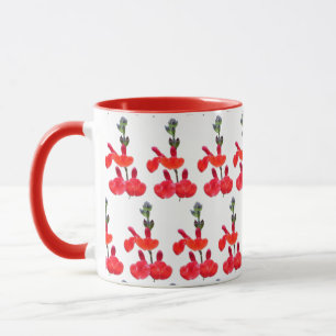 Red Salvia Flowers Mug
