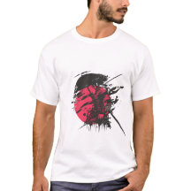 Red Samurai Warrior Ink Art T-Shirt | Japanese Kat