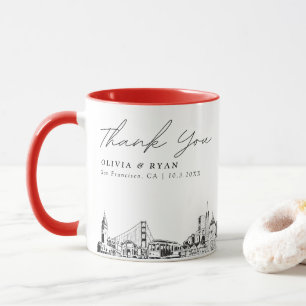 Red San Francisco Wedding Personalised Coffee Mug