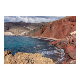Red Sand Beach, Blue Sea Photo Print