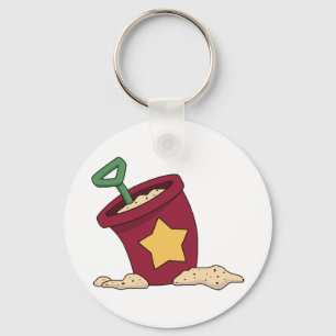 Red Sand Bucket with Star and Shovel Key Ring