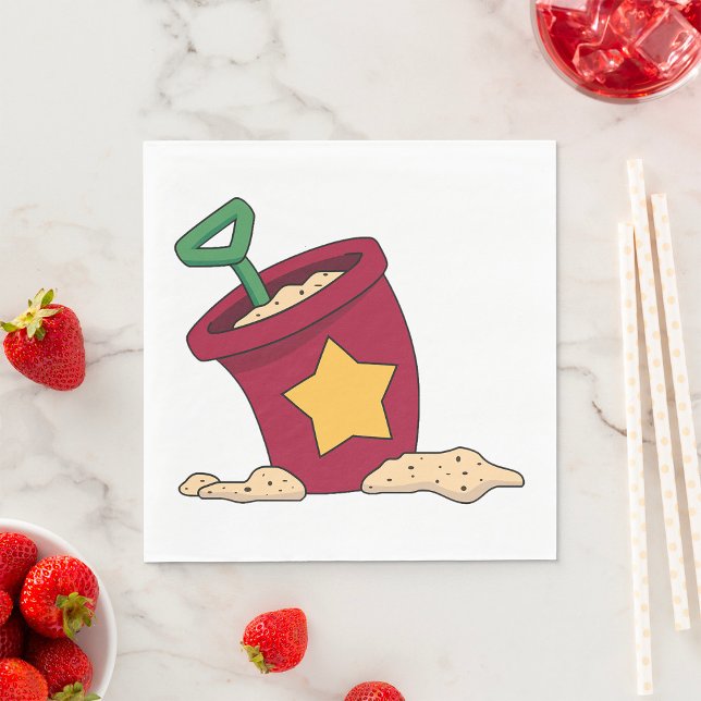 Red Sand Bucket with Star and Shovel Napkin (Creator Uploaded)