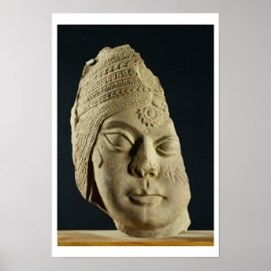 Red sandstone head of Yakshi, Bharhut, 2nd century Poster