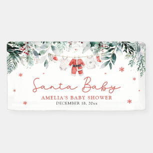 Red Santa Baby Christmas Baby Clothes Baby Shower Banner