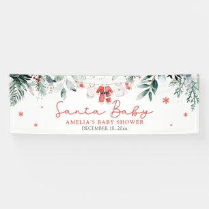 Red Santa Baby Christmas Baby Clothes Baby Shower Banner
