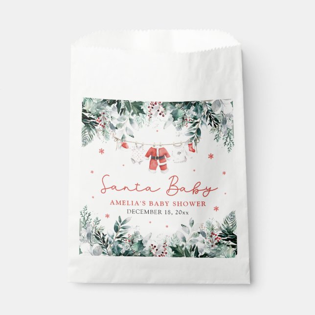 Red Santa Baby Christmas Baby Clothes Baby Shower Favour Bag (Front)